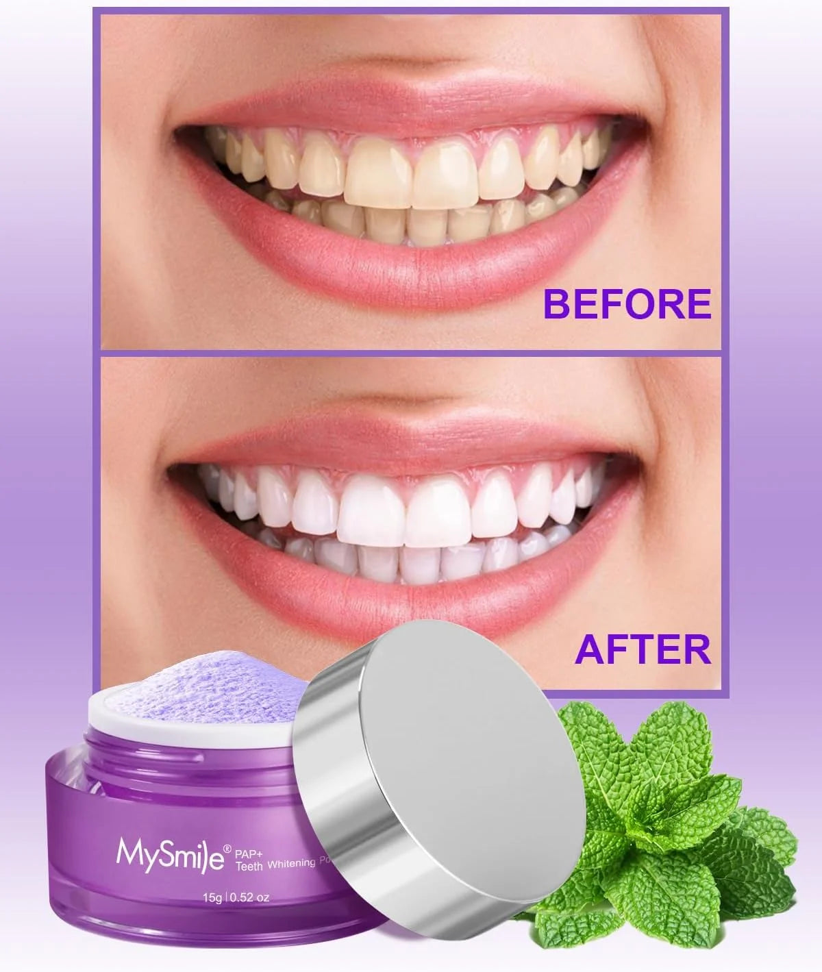 V34 Teeth Whitening Powder - Purple Color Corrector for Stain Removal, Cavity Prevention, and Fresh Breath - Fluoride-Free Alternative to Traditional Toothpaste
